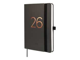 Finocam Capri - Agenda - 2025 - 2026 - semana vista - F4 - 118 x 168 mm - negro - poliuretano (PU)
