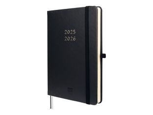 Finocam Minimal - Agenda - 2025 - 2026 - semana vista - M5 - 140 x 190 mm - negro - poliuretano (PU)