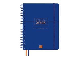 Finocam Tempus - Agenda - 2025 - 2026 - semana vista - encuadernado de alambre - 4° - 155 x 217 mm - My personal plan - azul - polipropileno (PP)