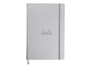 RHODIA - Cahier de notes - A5 (140 x 210 mm) - 96 feuilles / 192 pages - papier ivoire - doublé - couverture argentée