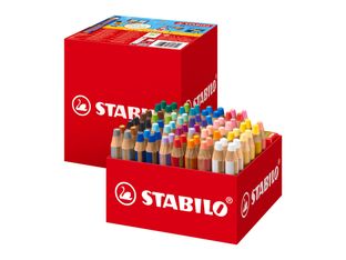 STABILO woody 3 in 1 Multi-talented - Crayon de couleur, crayon et ensemble de crayon pour aquarelle - couleurs assorties - 10 mm - extra épais