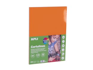 APLI kids - Carton - A4 - 50 feuilles - jaune, bleu, orange, rouge, vert - 170 g/m²