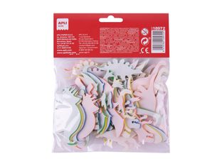 APLI kids - Jeu d'adhésifs de décoration - 40 pièces - dinosaures - jaune, bleu paillette, orange, rouge à paillettes, vert - permanent - EVA moussé