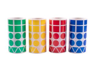 APLI kids - Rouleau adhésif - 8260 pièces - 59 feuilles - jaune, bleu, rouge, vert - permanent 