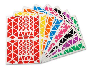 APLI kids - Jeu d'adhésifs de décoration - 2160 pièces - triangle - assorti - 18 feuilles - jaune, bleu, orange, noir, rouge, rose, vert, violet - permanent