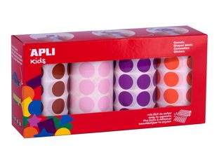 APLI kids - Jeu d'adhésifs de décoration - 7080 pièces - rond - 20 mm diameter - 59 feuilles - lilas, brun, orange, rose - permanent 