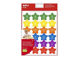APLI kids - Adhésif décoratif - 12 feuilles - jaune, bleu, orange, rouge, vert, violet - papier