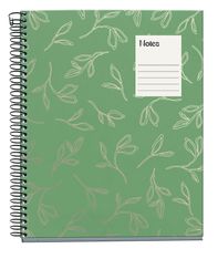 Miquelrius Notebook design Lifestyle - Cahier à spirale - A5 - 100 feuilles - petits carreaux (5x5 mm) - garden leaves