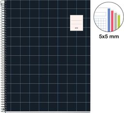 Miquelrius - Cahier à spirale A4 (21x29,7 cm) - 100 pages - petits carreaux (5x5 mm)  - noir