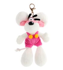 Porte-clés peluche Diddl en salopette Rose 15cm