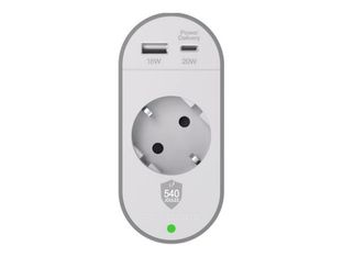 Force Power Lite - Parafoudre - 540J, lifetime warranty, Type F, USB A + C PD - 3680 Watt - connecteurs de sortie : 1 - 1.5 m cordon - gris, blanc