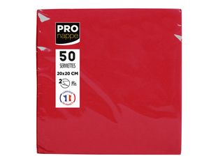 Pronappe - Serviette - Taille 20 x 20 cm - jetable - rouge (pack de 50)