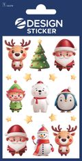 17 stickers personnages de Noël scintillants