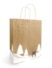 50 Sacs cadeau kraft TINO - 22 x 18 x 8 cm - Kraft et blanc
