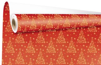 Rouleau papier cadeau kraft - 0,69 x 25 m - goldy rouge