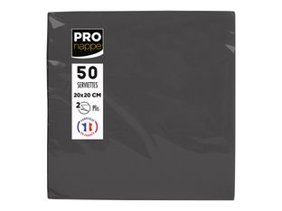Pronappe - Serviette - Taille 20 x 20 cm - jetable - noir (pack de 50)