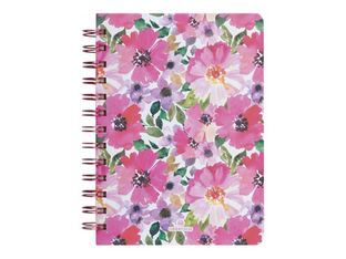 Oberthur Bali - Cahier de notes - reliure à anneaux métalliques - B6 (125 x 176 mm) - 100 feuilles / 200 pages - papier ivoire - doublé - pink flowers