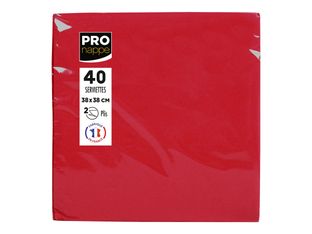 Pronappe - Serviette - Taille 38 x 38 cm - jetable - rouge (pack de 40)