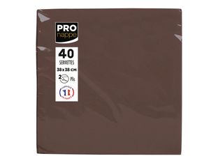 Pronappe - Serviette - Taille 38 x 38 cm - jetable - chocolat (pack de 40)