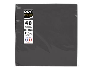 Pronappe - Serviette - Taille 38 x 38 cm - jetable - noir (pack de 40)
