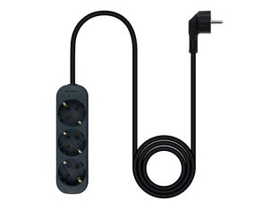 Nanocable - Regleta de enchufes (montable en pared / montable en superficie) - 3680 vatios - input: tipo F/E - conectores de salida: 3 (3 x alimentación CEE 7/3) - 1.4 m cable - negro