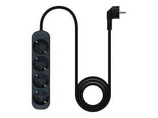 Nanocable - Regleta de enchufes (montable en superficie) - 3680 vatios - input: CEE 7/4 - conectores de salida: 4 (4 CEE 7/3) - 1.4 m cable - negro
