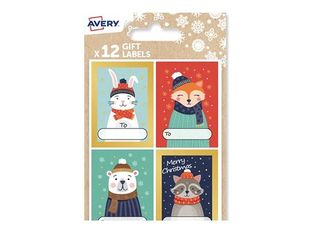 Avery 12 Étiquettes Cadeaux Animal Christmas - Noel
