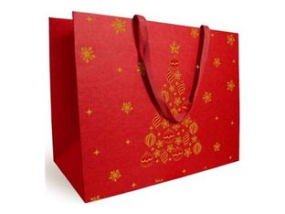Logistipack - Sac cadeau - 25 cm x 10 cm x 22 cm - rouge, or
