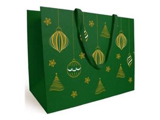 Logistipack - Sac cadeau - 20 cm x 10 cm x 17 cm - vert, impression dorée