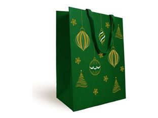Logistipack - Sac cadeau - 25 cm x 13 cm x 33 cm - vert, impression dorée