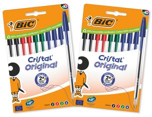 Bic - cristal original pte moyenne n/b/r/v pochette de 27