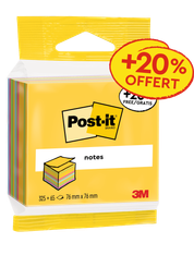 Post-it® - Cube de Notes Ultra - 76 mm x 76 mm - 390 dont 65 Feuilles Offertes - 100% PEFC