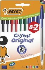 Blíster BIC Cristal Medium 8+2 bolígrafos surtidos – Punta media de 1 mm