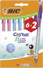 Blíster BIC Cristal Fun 1.6 mm 6+2 bolígrafos colores surtidos