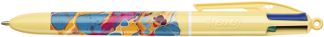 BIC 4 Couleurs Original - Stylo à bille 4 couleurs (rouge, bleu, vert, noir) - décors hydro jaune