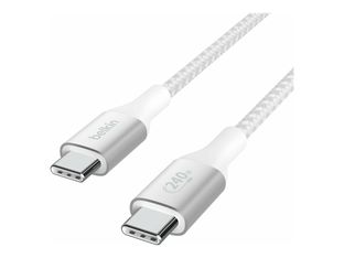 Belkin BOOST CHARGE - Câble USB - 24 pin USB-C (M) pour 24 pin USB-C (M) - USB 2.0 - 2 m - jusqu'à 240 W de puissance - blanc