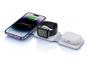 JAYM - Plot de charge sans fil - 3-in-1, foldable, induction, MagSafe - 15 Watt - 2.22 A - blanc