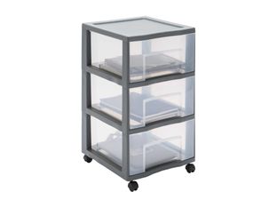 Sundis - Tour de rangement XL - 3 tiroirs - 55.2 litres - gris, translucide