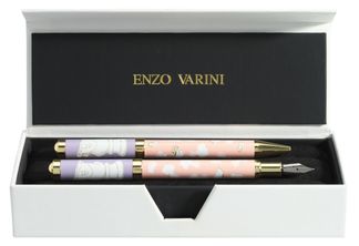 Parure bille + plume ENZO VARINI "Palazzo Greek Têtes" coloris rose & violet