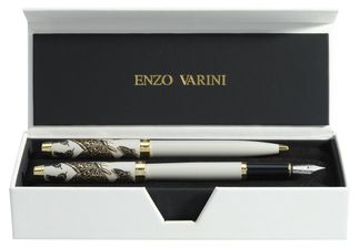 Parure bille + plume ENZO VARINI "Taormina XL Bugs" motifs papillons coloris gris clair 