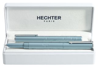 Parure plume + roller HECHTER PARIS "Silhouette Milky Way" coloris bleu clair métallisé