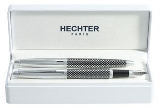 Parure bille + plume HECHTER PARIS "Alliance Quadrillage" coloris silver