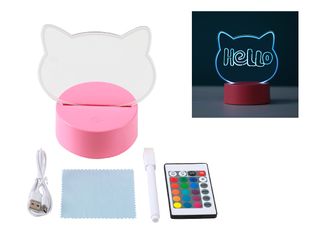 Lampe 3D tête de chat 13,8 x 9,5 x 16 cm - Base tactile - Câble USB et télécommande inclus