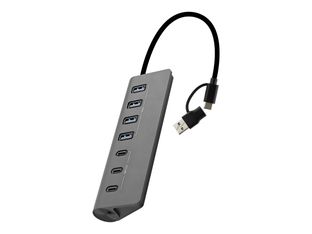 T'nB iClick - Hub - 7-in-1 - 4 x SuperSpeed USB 3.0 + 3 x USB-C - aluminum