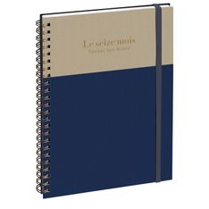 Agenda de bureau spiralé 16 mois Gustave - 1 semaine sur 2 pages - 15 x 21 cm - Marine/Grège - Exacompta