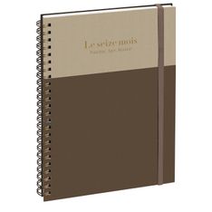Agenda de bureau spiralé 16 mois Gustave - 1 semaine sur 2 pages - 15 x 21 cm - Taupe/Grège - Exacompta