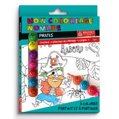 Coloriage nomade + crayon de couleur Pirates - 17 x 12,5 cm - Bouchut