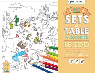 Sets de table à colorier Le zoo - 32 x 42 cm - Bouchut