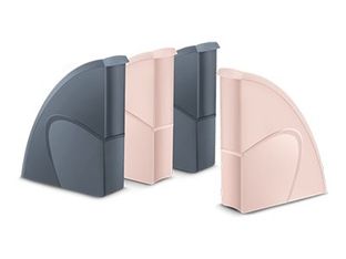 CEP Mineral - Lot de 4 porte-revues - pour 240 x 320 mm - capacité : 700 feuilles - rose poudré, gris orage