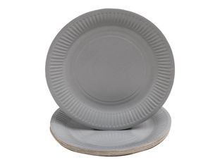 Pronappe - 40 Assiettes - Taille 23 cm diameter - rond - jetable - gris
